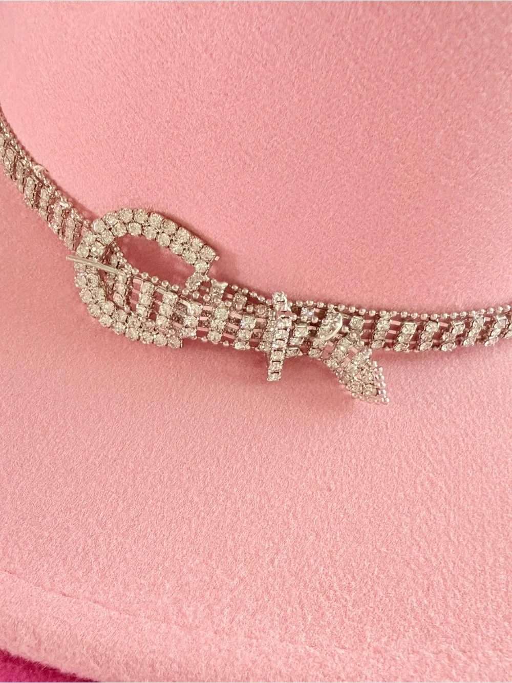 Pink Rhinestone Boutique Style Fedora Wide Brim Hat